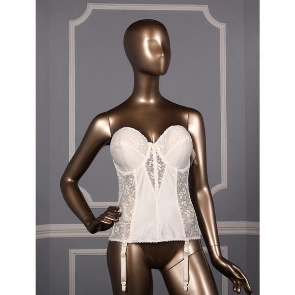 Carnival 423 Spandex Lace Corset Bra with Garter Straps Bridal 32DD DD cup - Picture 2 of 6